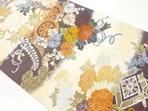 唐織源氏車秋草文織出し袋帯